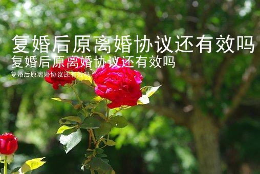 复婚后原离婚协议还有效吗